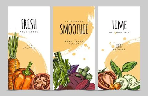 Colorful vegetable smoothie vector set Stock Illustration