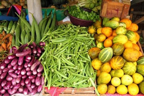 Colorful vegetables display Stock Photos