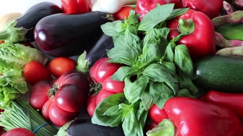 Colorful vegetables rotation Stock Footage 247038473