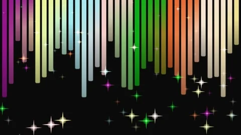 Colorful Vertical Light Bars with Glowing Sparkles Background Stock Footage 333695714