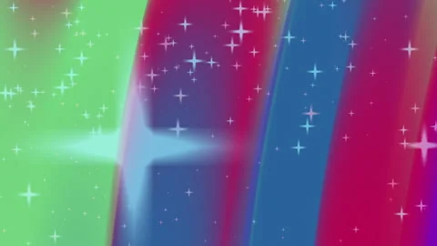 Colorful Vertical Light Beams With Sparkling Stars Abstract Motion Stock Footage 338386964