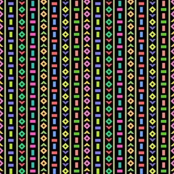Colorful vertical rows of simple shapes seamless pattern Stock Illustration