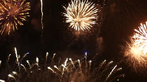 Colorful vibrant Firework celebrate anniversary happy new year 2024, Stock Footage 274040742