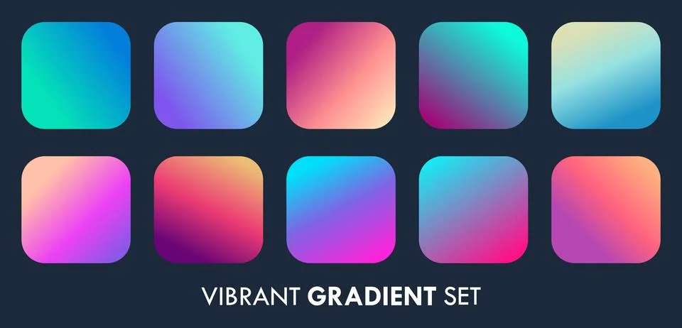 Colorful Vibrant Gradient Designs Vector Background Set Stock Illustration