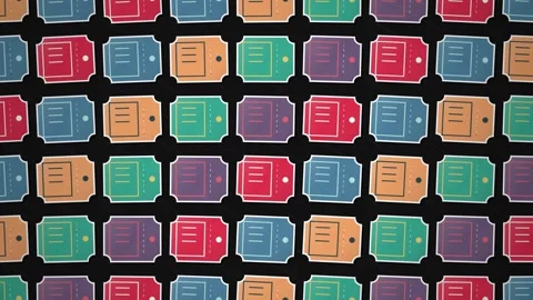 Colorful Vintage Tickets Pattern Background - Retro Event Entry Pass Mosaic Stock Footage 346659697