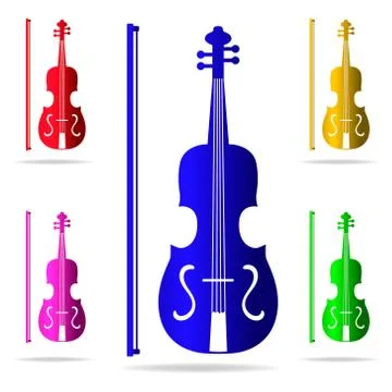 Colorful violins Stock Illustration
