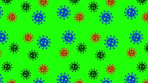 A colorful virus icon on a green background with a slight animation Stock Footage 337229302