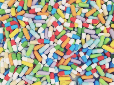 Colorful Vitamin Tablet - 3D illustration Illustrazione stock