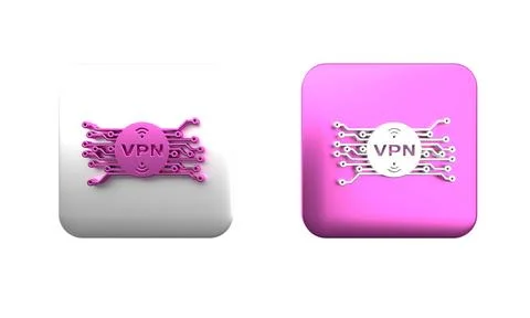 Colorful VPN in circle with microchip circuit icon isolated on white backgr.. Illustration