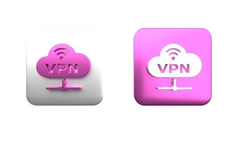 Colorful VPN Network cloud connection icon isolated on white background. So.. 库存插图