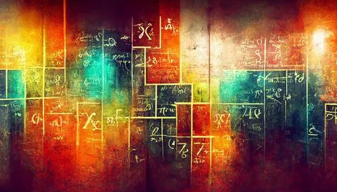 Colorful Wall Full of Mathematic Equation, Mathematic Symbol and Formula Stock Illustration