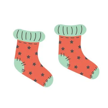 Colorful warm socks with cute pattern. Illustrazione stock