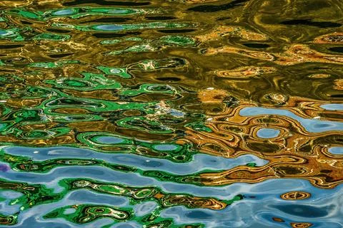Colorful Water Reflection Abstract Patterns Ballard Locks Seattle Washiington Stock Photos