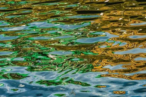 Colorful Water Reflection Abstract Patterns Ballard Locks Seattle Washiington Stock Photos