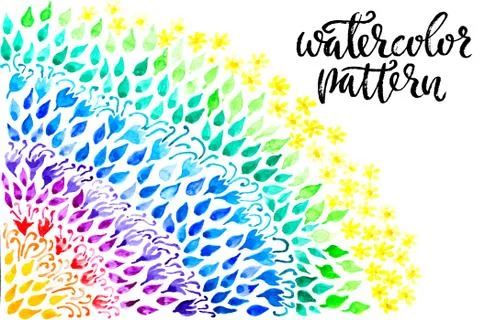 Colorful watercolor floral gradient pattern. Stock Illustration
