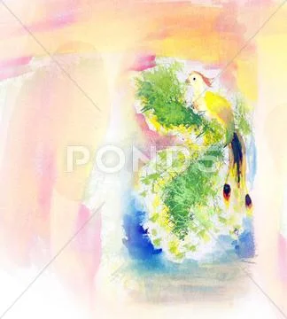 Colorful watercolor paint bird illustration Stock Illustration