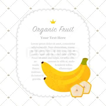 Colorful watercolor texture nature organic fruit memo frame banana Stock Illustration