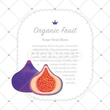 Colorful watercolor texture nature organic fruit memo frame fig Stock Illustration