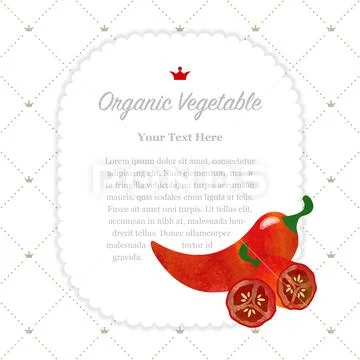 Colorful watercolor texture nature organic vegetable memo frame red jalapeno Stock Illustration