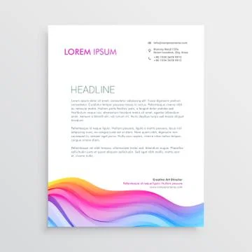 Colorful wave effect letterhead design Illustrazione stock