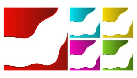 Colorful Wave Gradient Template Banner Set. Red, Blue Yellow, Pink Purple, Gr Stock Illustration