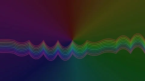 Colorful wave lines flow across a dark dynamic background 스톡 동영상 345617779