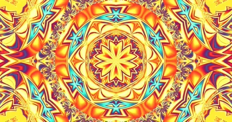 Colorful Wave Mandala Ornamental Pattern Kaleidoscope Seamless Loop Video stock 160031324