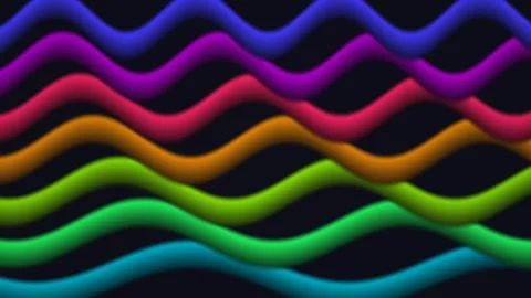 Colorful wave pattern with gradient shades in a dark Stock Footage 338276843