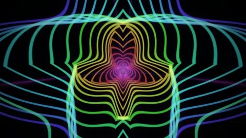 Colorful wave patterns create dynamic shapes in a dark Stock Footage 340395792