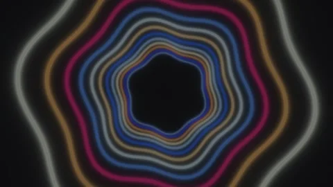 Colorful wave patterns create a flowing motion on a dark Stock Footage 339460119