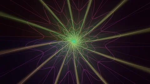 Colorful wave patterns create a spiral design in dark Stock Footage 340291426
