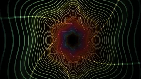 Colorful wave patterns create a swirling motion in a dark Stock Footage 340346258