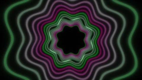 Colorful wave patterns form a star shape in a dark space Stock Footage 339457490