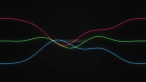 Colorful wave patterns moving smoothly against a black Stock Footage 339595951