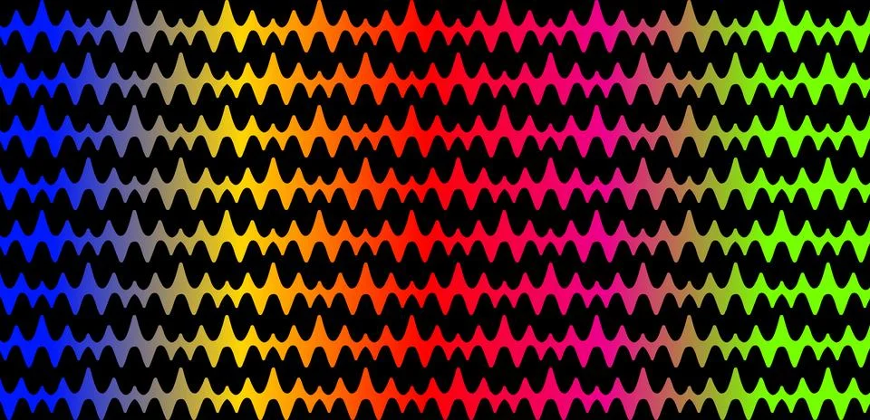 Colorful Waveform Abstract with Black Background. Stock Illustration