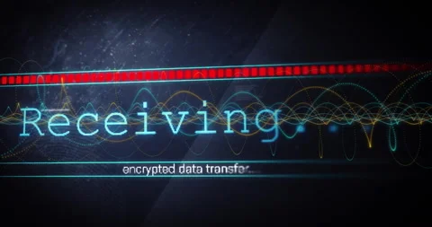 Colorful waveforms and text animating encrypted data transfer Stock Footage 304194844