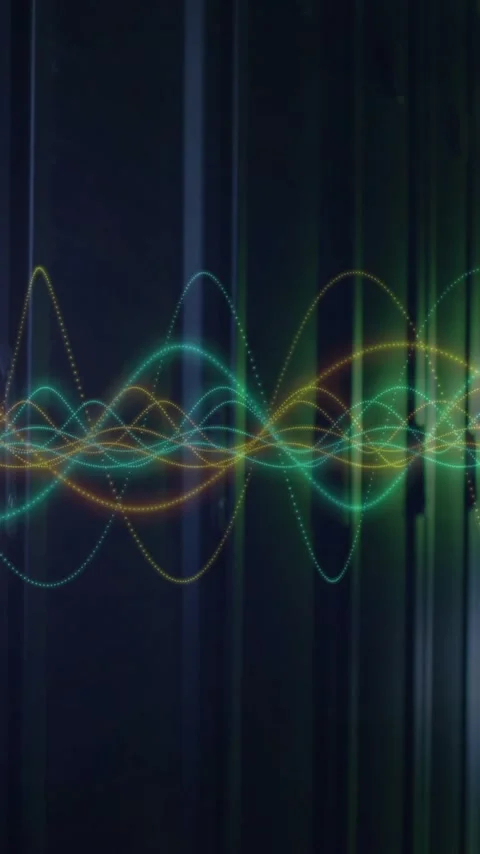 Colorful waveforms animation over server racks in data center Video stock 343645453