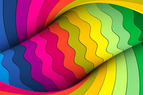 Colorful waves abstract background 3D render illustration Stock Illustration