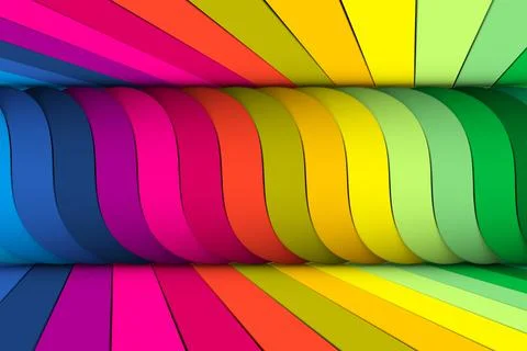 Colorful waves abstract background 3D render illustration Stock Illustration
