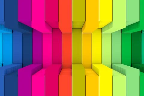 Colorful waves boxes abstract background 3D render illustration Stock Illustration