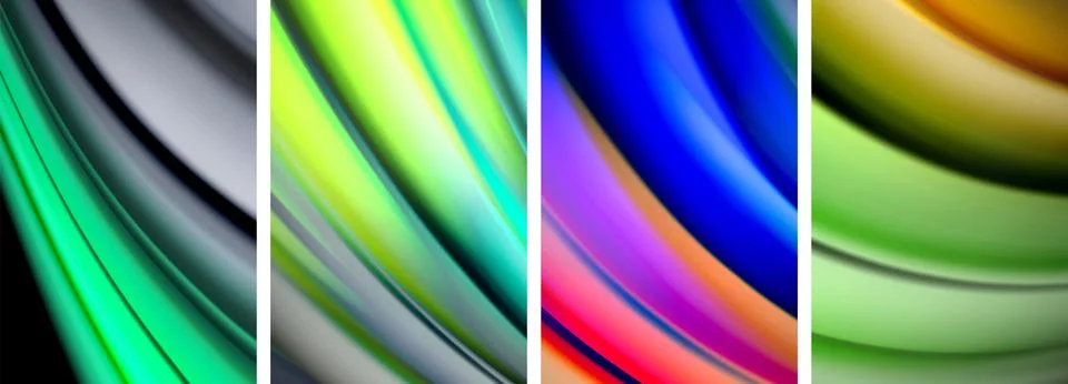 Colorful waves collide in a vibrant pattern on a dark background Stock Illustration