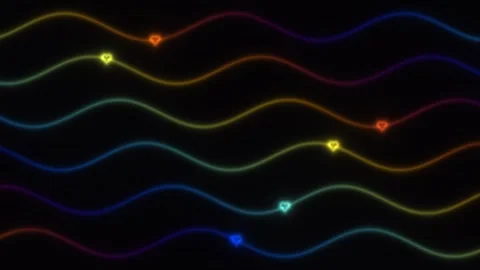 Colorful waves with glowing elements on dark background Stock Footage 338231182