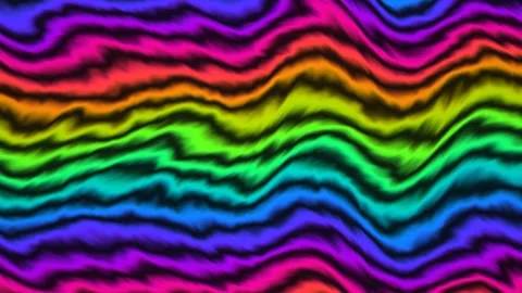 Colorful wavy abstract pattern in bright tones on a dark Stock Footage 338180697