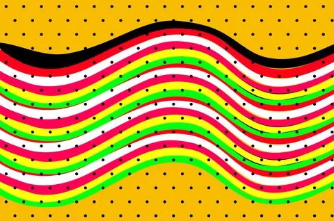 Colorful Wavy Abstract Pattern With Polka Dots and Retro Pop Art Vibes Illustrazione stock