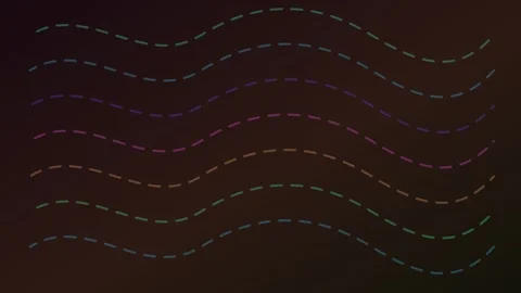 Colorful Wavy Dashed Lines Moving Smoothly Across a Dark Gradient Backgroun.. Stock Footage 340490878