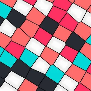 Colorful Wavy Irregular Checkered Pattern Stock Illustration