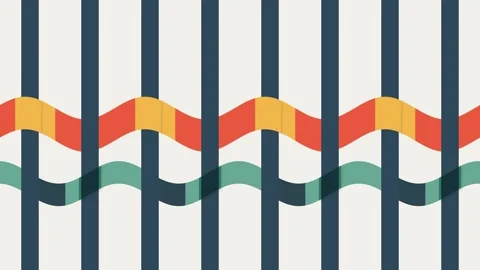 Colorful wavy lines and bars pattern. 2d animation 库存影片 342919065