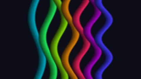 Colorful wavy lines on dark background in different shades Video stock 338280384