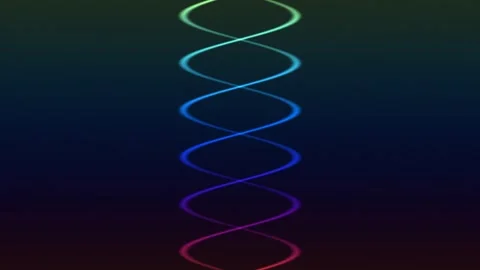 Colorful wavy lines move in a digital space with a dark Stock Footage 338054829