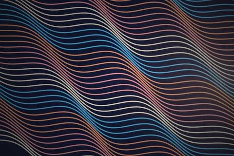 Colorful wavy lines pattern on dark background Stock Photos